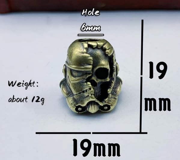 StarWay 2pcs Dead Soldier Skull Face EDC Out Brass Knife Beads Umbrella Rope Cord Outdoor Knife Pendant Paracord Lanyard Bead