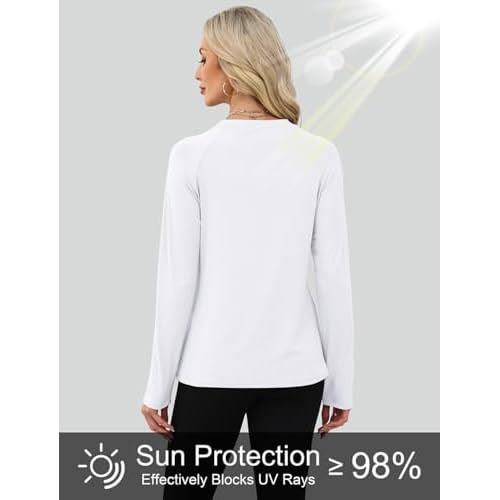 WIHOLL Workout Tops for Women Long Sleeve Sun Shirt UPF 50+ UV Protection Running Hiking Clothes Quick Dry Athletic Tops