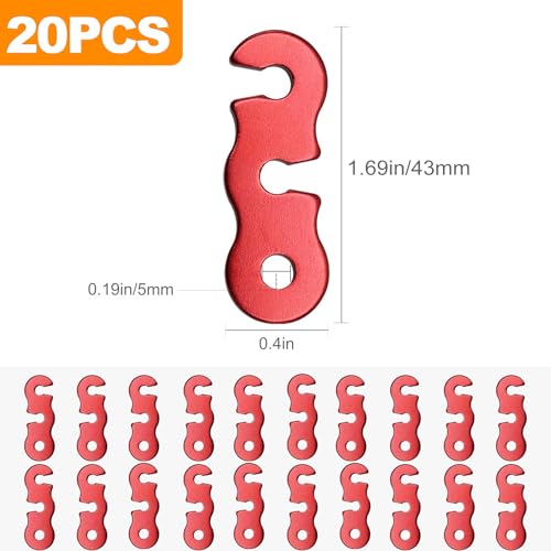 CoguZed 20Pcs Rope Tensioner and Tightener, Aluminum Alloy Camping Tent Guyline Cord Adjuster Camping of Gear, Tent Guyline & Paracord Tensioners, Hiking, Outdoor