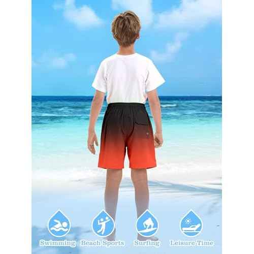 Boys Swim Trunks with Compression Liner UPF 50+ Quick Dry Bathing Suit Kids Beach Shorts Swimwear 7-20T