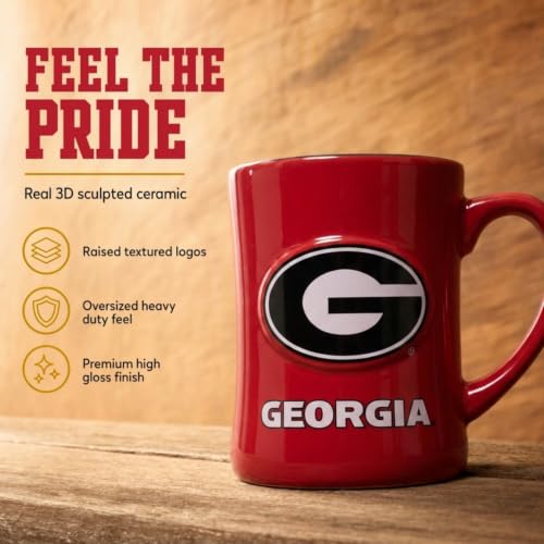 Georgia Bulldogs 16oz Relief Ceramic Mug with Official Logo - Variation of Georgia
