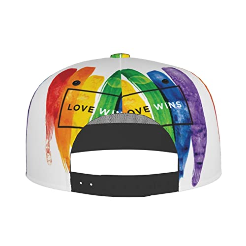 Rainbow Pride LGBT Baseball Cap Flat Bill Adjustable Strapback Hat Men Women