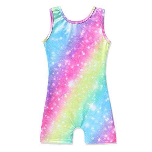HOZIY Gymnastics Leotards for Girls with Shorts Toddlers Biketards Rainbow Unicorn Dinosaur Mermaid Leopard Flower Galaxy