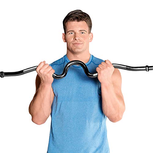 48-Inch Solid Steel Threaded Curl Bar for Weightlifting - Black