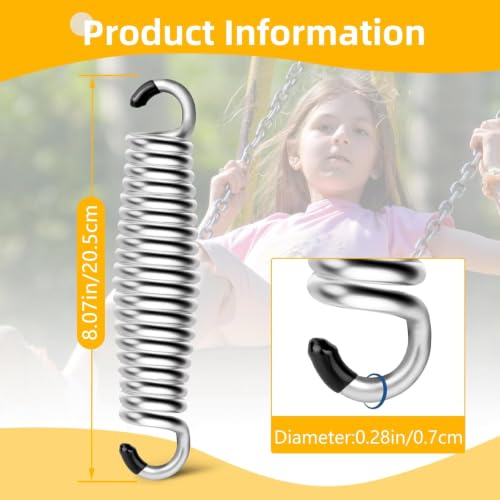 8-Inch Stainless Steel Porch Swing Springs - Heavy Duty Hammock Support (2 Pack)