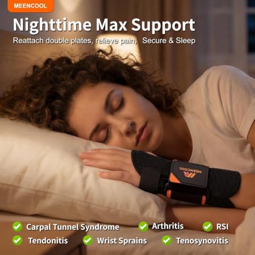 Medium Left Hand Carpal Tunnel Wrist Brace Night Support with Splint