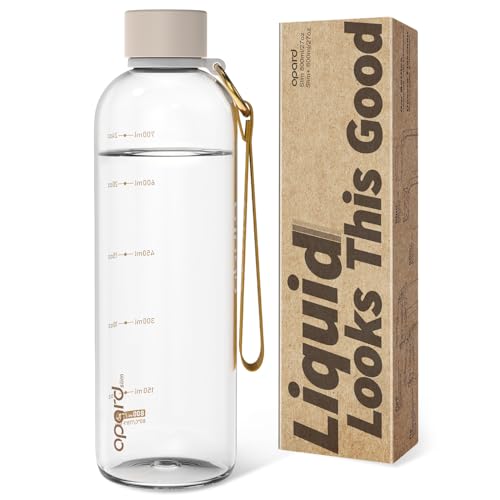 Opard Slim Water Bottle 27oz BPA-Free Leakproof Plastic Drink Bottle Clear Cream