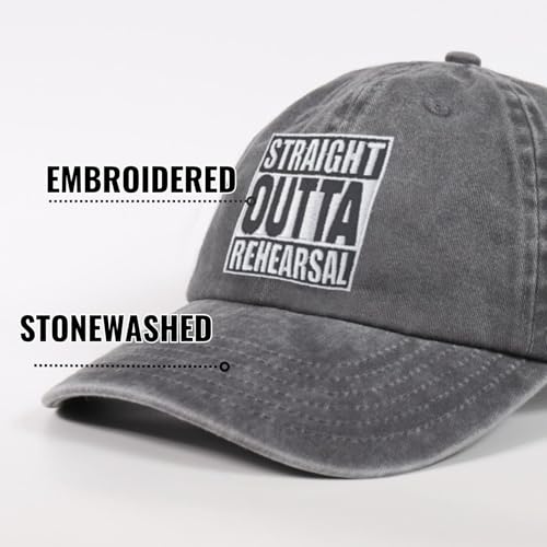 InnoBeta Actors Gifts Cap, Funny Adjustable Embroidered Hat Gifts for Theater Actress on Birthday, Christmas, Straight Outta Rehearsal Grey