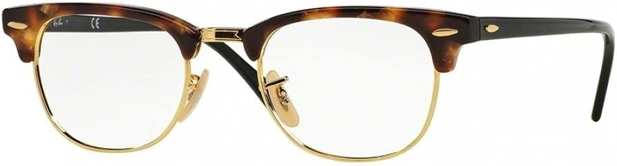 Ray-Ban RX5154 Clubmaster Eyeglasses 100% Authentic (49 mm, Havana with Gold Frame)