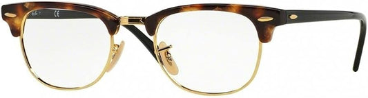 Ray-Ban RX5154 Clubmaster Eyeglasses 100% Authentic (49 mm, Havana with Gold Frame)