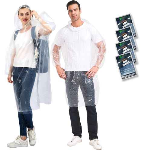 Disposable Rain Ponchos for Adults 10 and 4 Pack Extra Thicker Emergency Ponchos