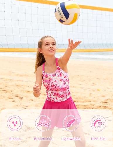 Girls Tankini Swimsuit Two-Piece Bathing Suit with Shorts 7-12Y - Butterflies, Size 9-10 Years