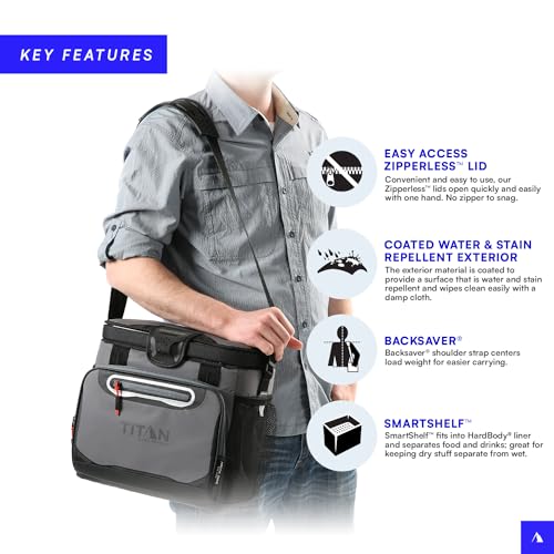 Titan by Arctic Zone Deep Freeze Cooler - Zipperless Hardbody Cooler - Deep Freeze Insulation, HardBody Liner, and SmartShelf
