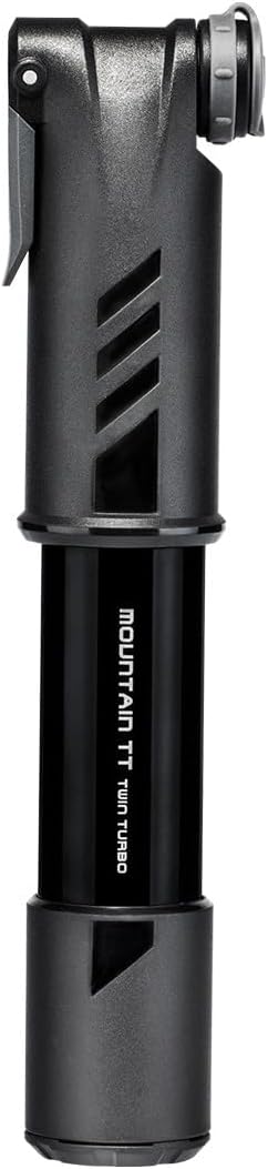 Topeak Mountain TT Twin Turbo Pump, 120 Psi/ 8.3 Bar, Fits Presta, Schrader, and Dunlop Valves