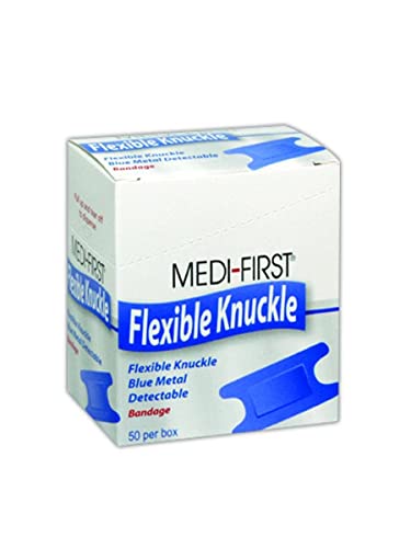Blue Metal Detectable Knuckle Bandages 1 x 3 Inches Pack of 50