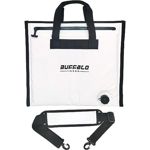Buffalo Gear Insulated Fish Cooler Bag,Fishing Bait Cooler 20×18in White