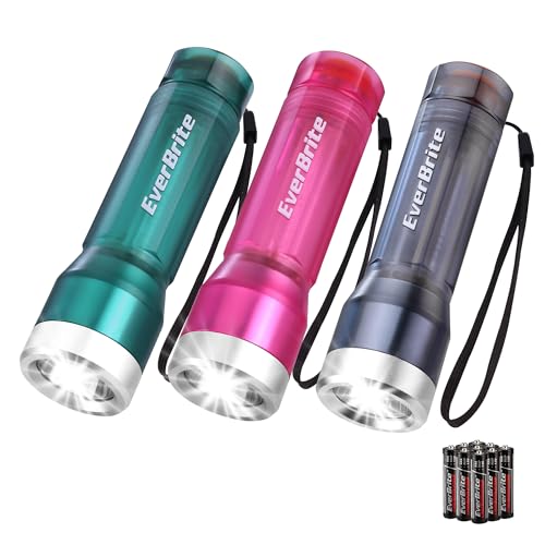 Mini LED Flashlight Set - Pink, Blue, Gray, 3 Modes, Batteries Included