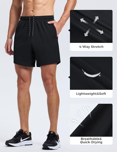 Men's Athletic Shorts 3 Pack - Medium Black Quick Dry Workout Gym Shorts