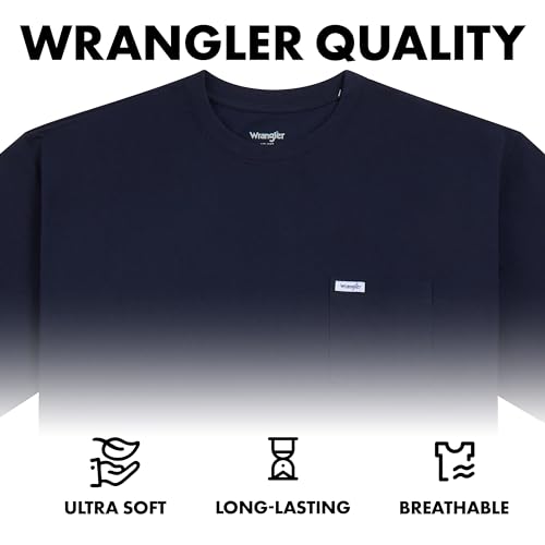 Wrangler Big and Tall Men's 2 Pack Cotton T-Shirts with Chest Pocket - 3X Tall/Navy/Carbon Heather