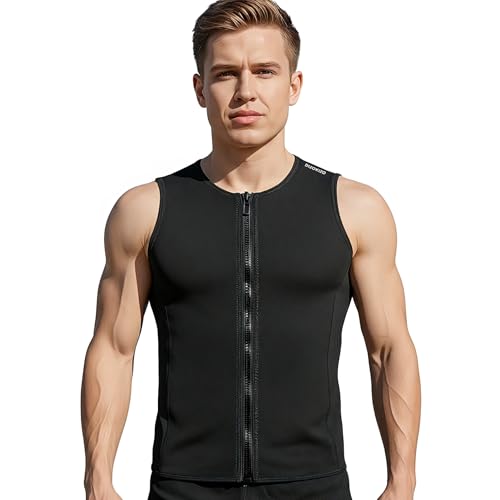Men's 3mm Neoprene Wetsuit Vest with Front Zipper - Black, Large