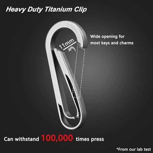 Titanium Carabiner Keychain Clip with Key Ring, 2 Inch Small Heavy Duty Key Clip, Belt Clip for Keys