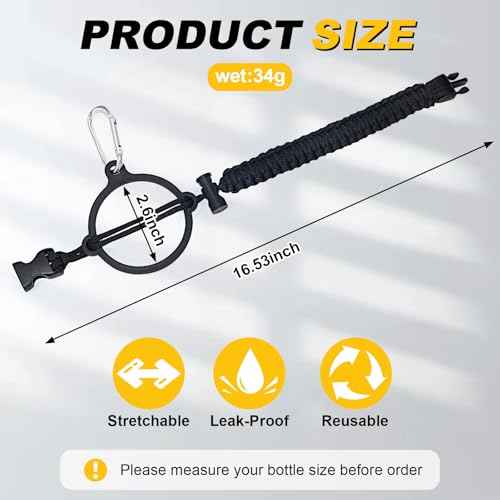 Strap Compatible with Nalgene Water Bottles 32oz 48oz 20oz 16oz Wide Mouth,Durable and Easy-Carry Cap Strap Compatible with Nalgene Accessories,2PCS,Black