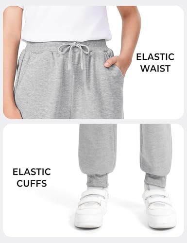 BOOPH Boys Sweatpants Kids Athletic Joggers 11-12 Years Light Gray