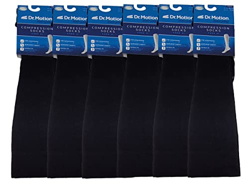 Men's Compression Knee High Socks 6 Pairs - Black - Everyday Support