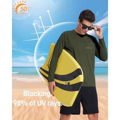 Men's UPF 50+ Sun Protection Shirts Rash Guard Long Sleeve Quick Dry Moisture Wicking Workouts Outdoor