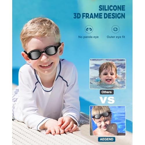 Aegend Kids Swim Goggles, Polarized Swimming Goggles for Age 6-11 Boys, Girls, Anti-Fog Anti-Uv Water Pool Goggles