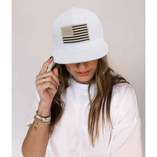 American Flag Snapback Hats - Flat Bill Brim Hat for Men Women - Breathable & Adjustable Fit for Casual Wear