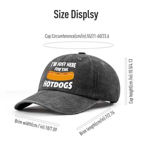 I'm JUST HERE for The Hotdogs Hats for Men Baseball Caps Trendy Washed Workout Hats Light Weight