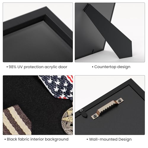 11x11 Shadow Box Pin Display Frame for Badges Medals Black Frame - TJ.MOREE