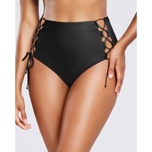 Holipick Women High Waisted Bikini Bottoms Tummy Control Swimsuit Bottoms Tie Side Bathing Suit Swim Bottom