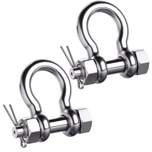 Silver Bow Shackle with Cotter Pin - 5/16 inch Marine-Grade Stainless Steel