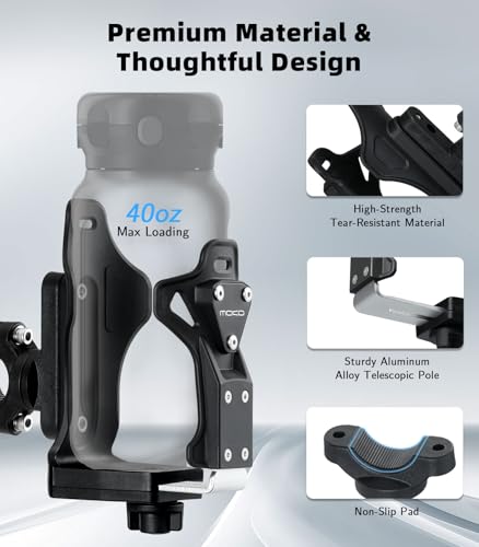 MoKo Bike Water Bottle Holder Adjustable 1.9-3.6 Inch Dark Black