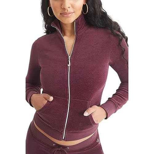 Ombre Bling Cotton Velour Mockneck Track Jacket