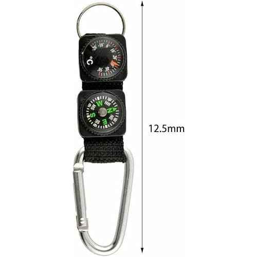 Black Carabiner Key Chain Compass Thermometer Metal Camping Outdoor Gadgets Hiking Survival to Multifunctional O0R8 Mountaineering Sports and Outdoor Recreation Accessories, Car Keychain