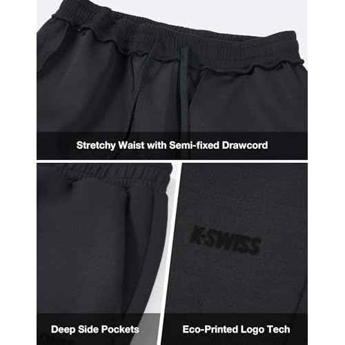 K-Swiss Men's Sweatpants with Pockets - Lightweight & Breathable Joggers for Men, Cuffed Track Pants for Casual Lounge