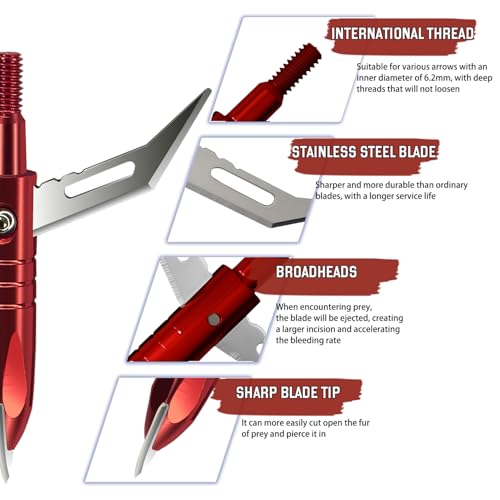 12pcs Hunting Broadheads 100 Grain Archery Broadheads 420 Stainless Steel Higher Hardness 2-Blades + 1 pc Broadhead Case for Arrowheads
