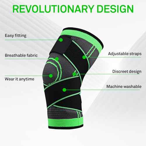 Adjustable Knee Sleeve with side stabilizers - Knee Compression Sleeve for Men & Women, Knee Brace for Meniscus Tear, Arthritis Pain, Running, Sports & Injury Recovery Knee Support
