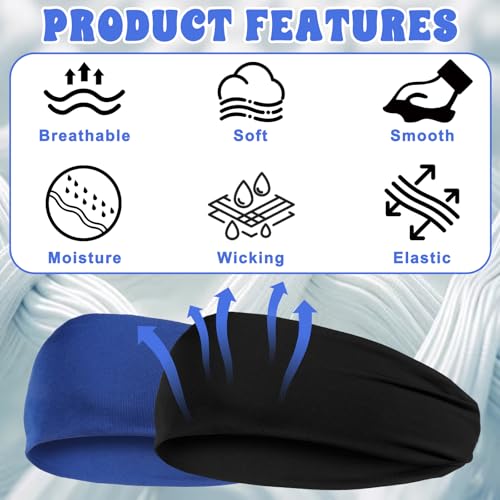 5 Pcs Sports Headbands, Elastic Soccer Headbands Boys Sports Sweatbands Breathable Sweat Wicking Headband for Football Running Basketball Tennis