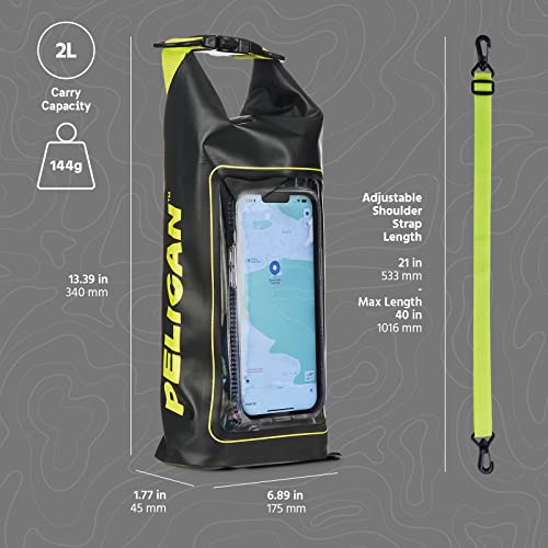 Pelican Marine Waterproof Dry Bag 2L with Phone Pouch Black Yellow - IP68