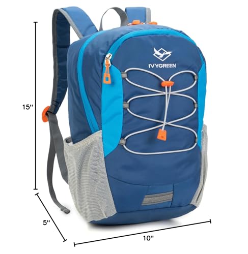IVYGREEN Little Kids Hiking Backpack for Boys or Girls, Small Daypack for Camping or Travel (Blue, Small)