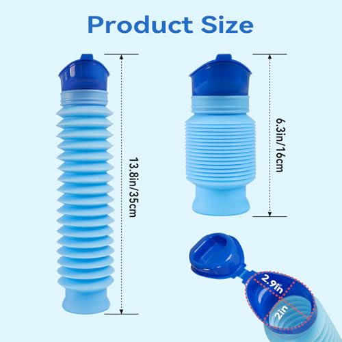 Pee Bottles for Men, Adjustable Emergency Urinal 750ml, Car Pee Bottle for Men and Women, Portable Toilet for Car, Shrinkable Personal Mobile Toilet,Urine Bottle, Travelling, Traffic Jams & Hiking