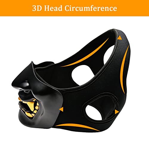 Black Airsoft Half Face Mask - Demon Monster Kabuki Samurai Oni Mask for CS Game & Cosplay