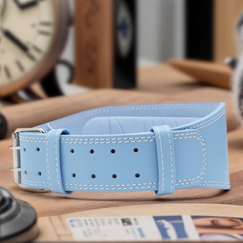 Leather Weight Lifting Belt for Women and Girl 4 Inches Padded Lumbar Support Belt for Workout Training with Adjustable Buckle