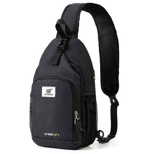 SKYSPER RFID Crossbody Sling Bag for Travel Hiking Women Men Black