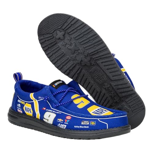 HEYDUDE Men's Wally NASCAR Slip-On Loafer - Blue Multi, Breathable Mesh Upper