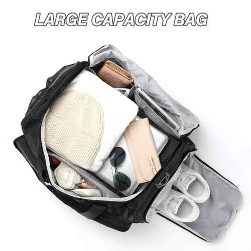 MAXTOP Gym Bag for Women Men Travel Duffle Bag Large Capacity Carry On Weekender Overnight Bag With Shoe Compartment Gym Tote Dry Wet Separation Duffel Bag for Travel